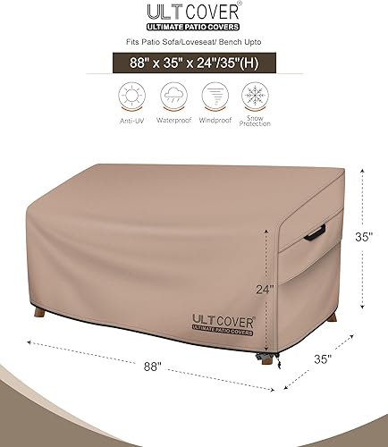 Miniatura 2 de ULTCOVER Funda impermeable para sofá de 3 plazas, 88 pulgadas de ancho x 35 pulgadas de profundidad x 35 pulgadas de alto, para exteriores