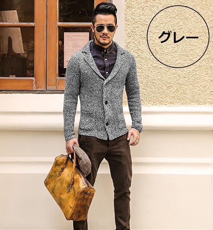 Amazon ミックスリミテッド カーディガン メンズ アウター ニットジャケット ニット ロング丈 テーラード メンズ 通販