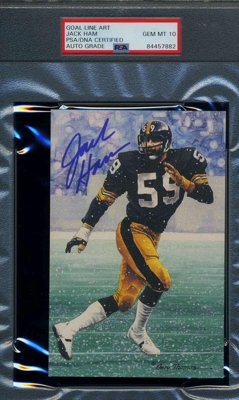 Jack Ham Gem Mint 10 PSA DNA Slabbed Signed Goal Line Art Card Autograph GLAC - Football Slabbed Autographed Cards