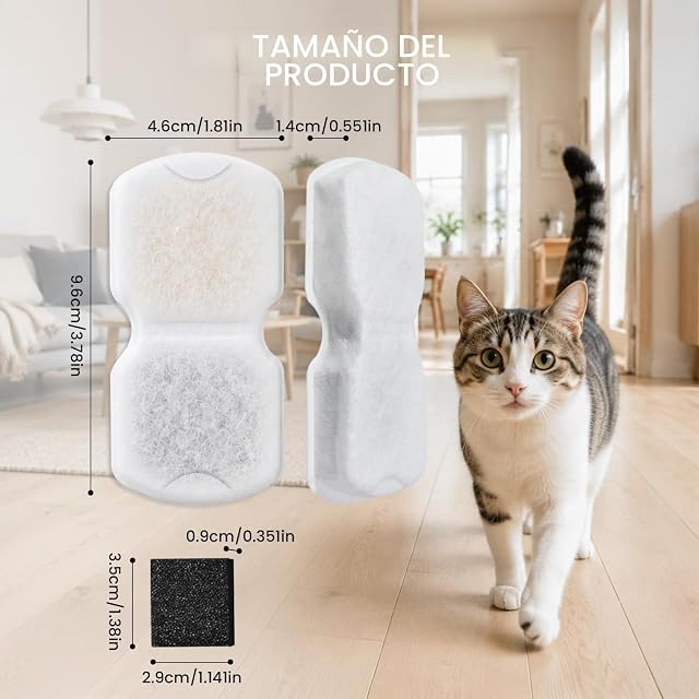Foto 5 de 7 de 32 Filtros para Bebederos de Gatos Set, Filtro de Repuesto para Fuente de Agua para Mascotas