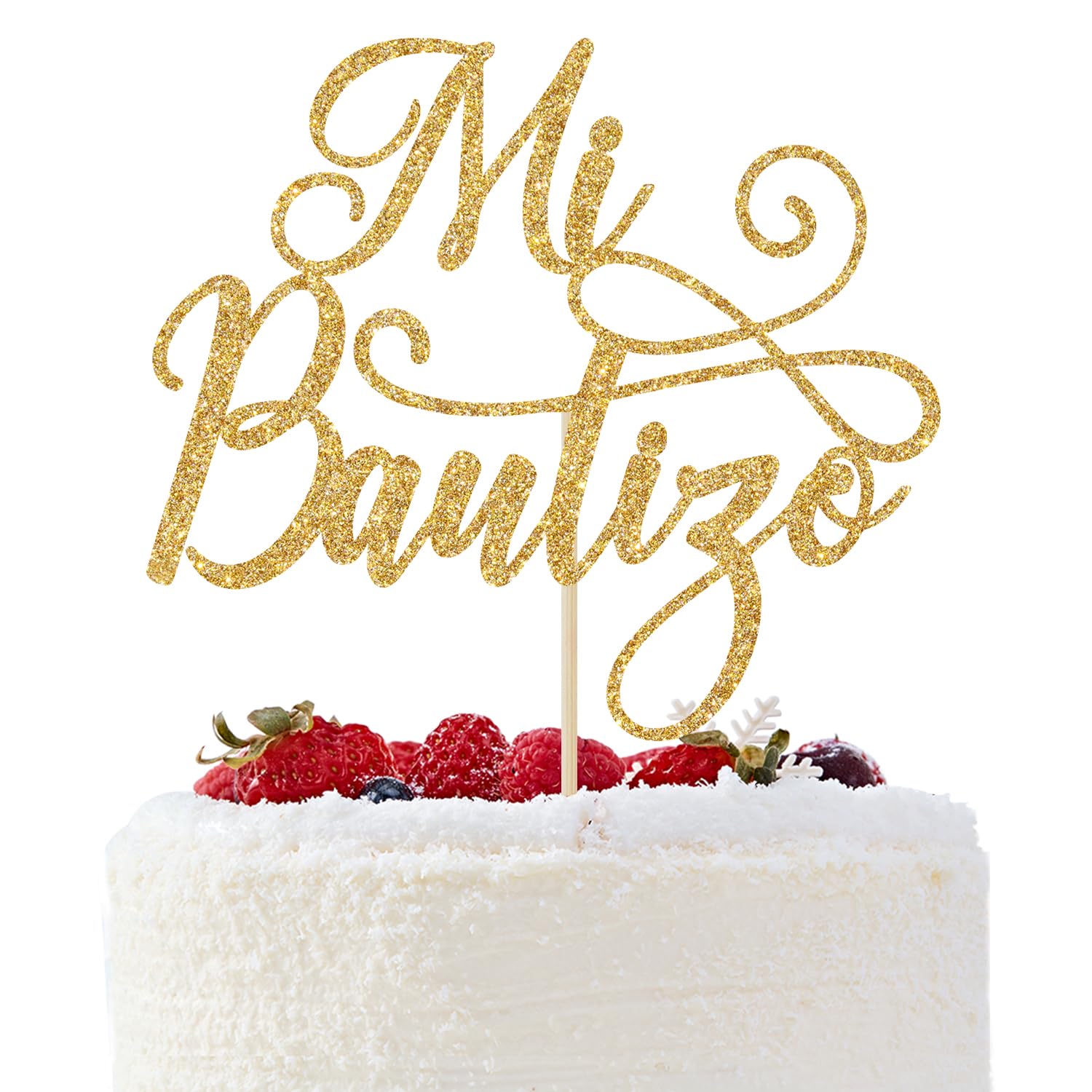 Mi Bautizo Cake Topper, Bapstim Cake Decorations, First Holy Communion, God Bless, Baptism/Christening/Baby Shower 1st Birthday Party Decorations Gold