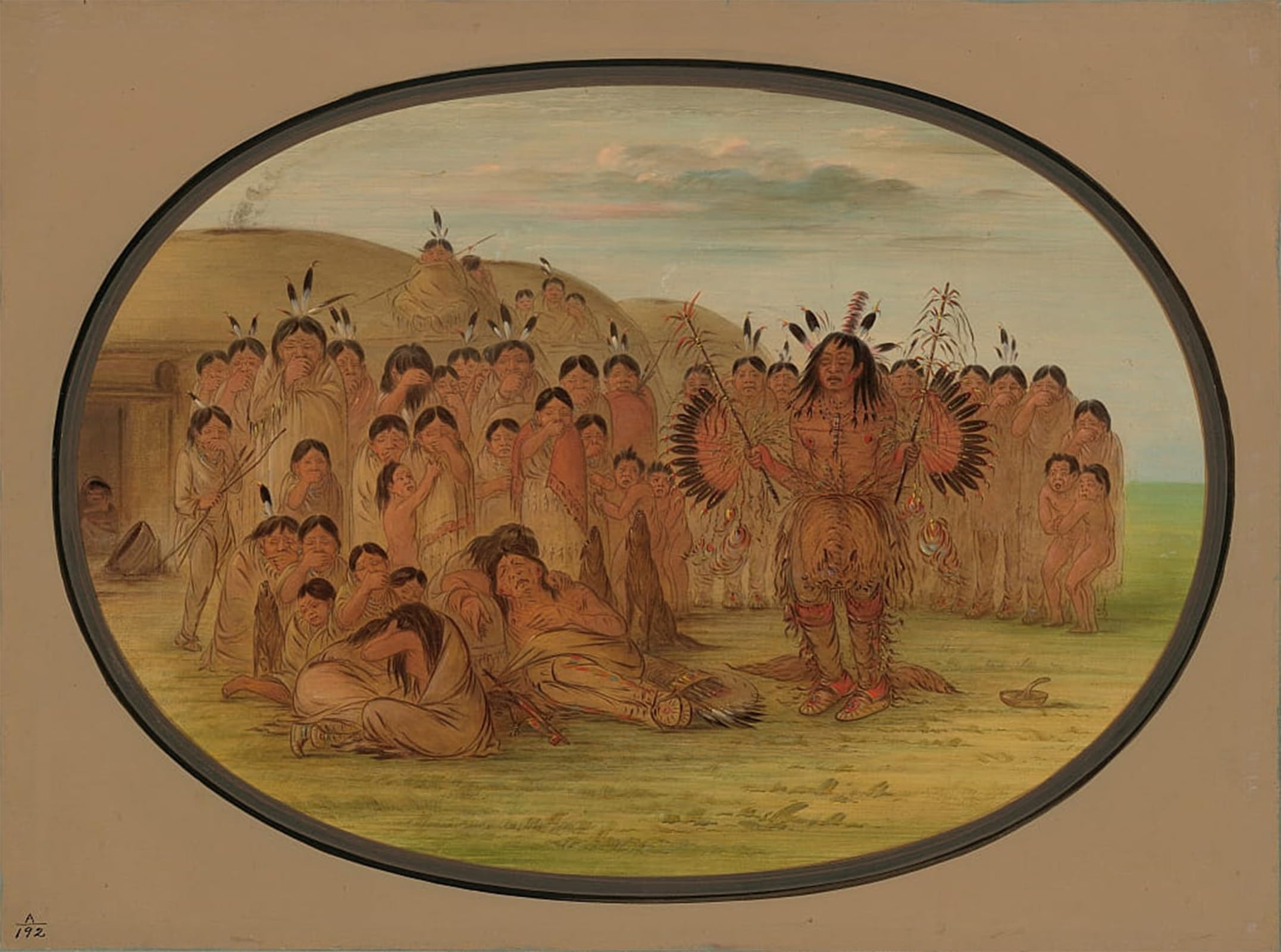 SERENDIPITP Vintage Picture Print on Canvas Wall Art Poster a Mandan Medicine Man by George Catlin Artwork Print Poster for Wall Decor 60x90cm