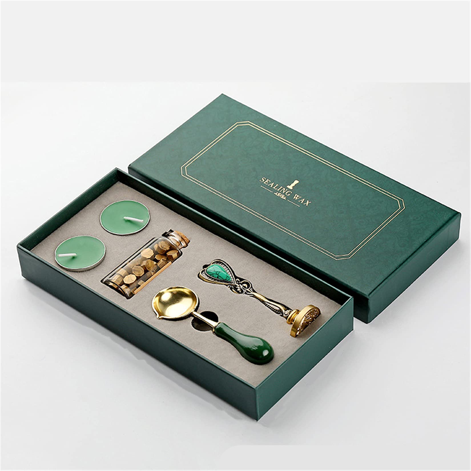 Holzsammlung Wax Seal Stamp Kit Sealing Wax Beads Set Gift Box Vintage Wax Seal Stamp for Envelopes Letters Wedding Invitations Cards Gift#Best Wishes