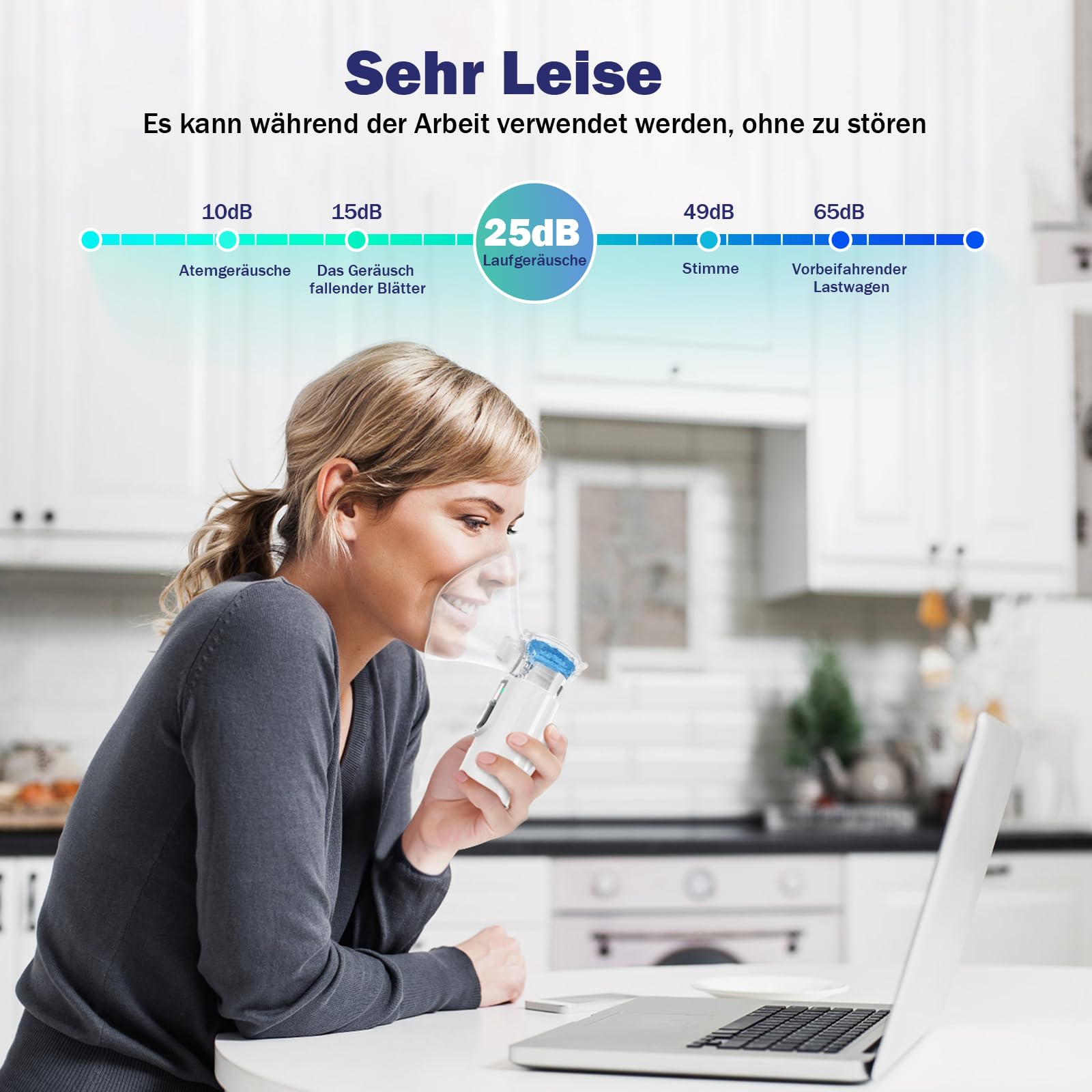 Inhalationsgerät, Wiederaufladbarer USB C Inhalationsgerät Kinder mit Tragbarem Design, Super Leiser inhalator, Effizienter Vernebler Inhaliergerät Kinder für unterwegs