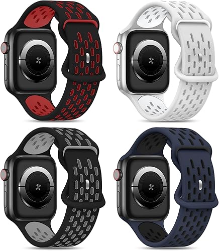 Paquete de 4 correas deportivas compatibles con Apple Watch de 1.929 in 1.772 in 1.732 in 1.654 in 1.614 in 1.575 in 1.496 in hombres mujeres correa