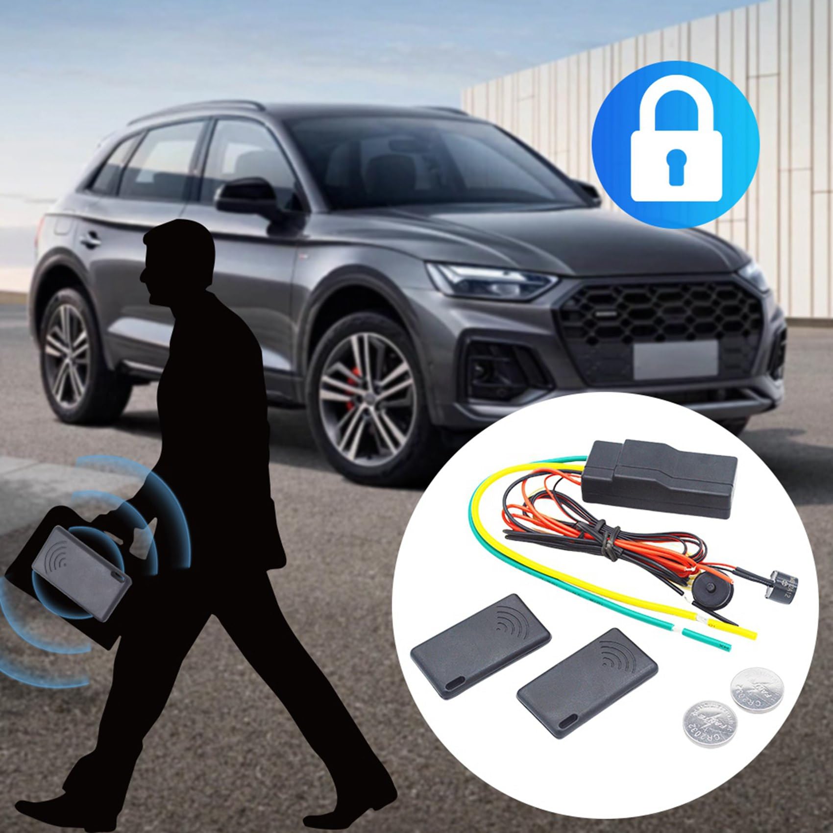 2X Antidémarrage de Voiture 12 V Anti-Piratage 2,4 GHz RFID sans Verrouillage du Moteur de Voiture Antidémarrage sans Verrouillage Automatique Caché