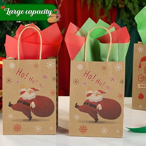 Miniatura 4 de VGOODALL 12 bolsas de regalo de Navidad con papel de seda, bolsas de regalo de Navidad con asa, bolsas de regalos de Navidad para intercambio de