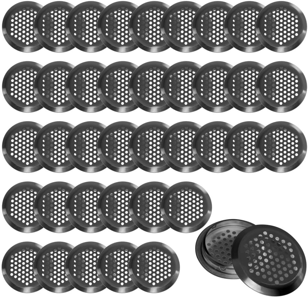 40 Pcs Black Circular Soffit Vents, Stainless Steel Mesh, 2-Inch Round Vents For Kitchen, Bathroom, Shoe Cabinets