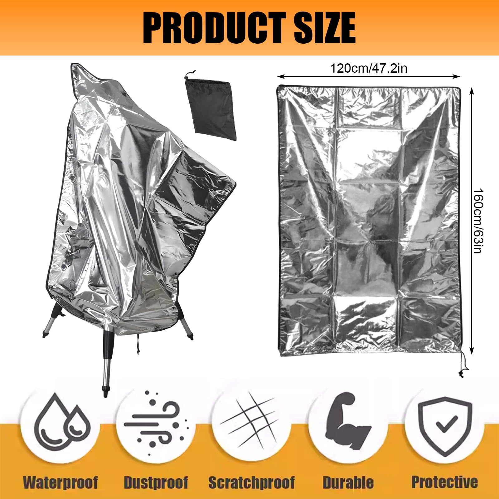 Copertura telescopica, 120 x 160 cm, per esterni, strato in poliuretano impermeabile 210D, resistente alle intemperie, ai raggi UV, antistrappo, protegge il telescopio da sporco e umidità