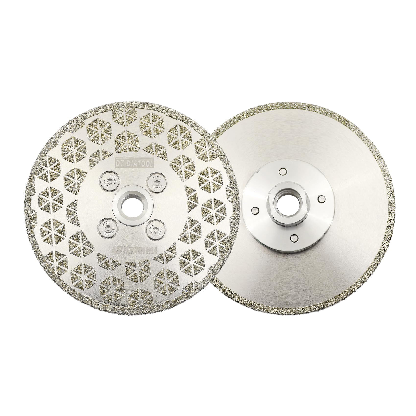 DT-DIATOOL Diamond Cutting and Grinding Disc 2-Pack 115mm x M14 Thread Flange Single Side Electroplated Diamond Disc for Granite Marble Natural Stone Tiles