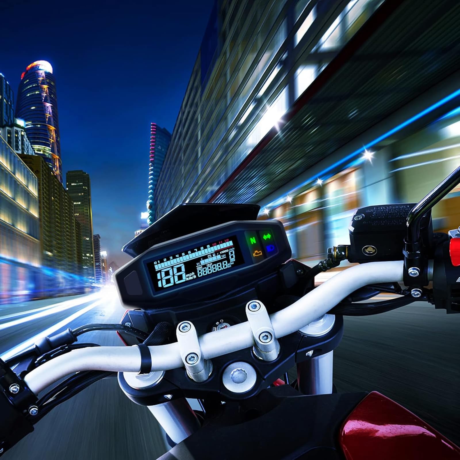 KAOLALI Wasserdicht Motorrad Tachometer 12000 RPM Universal Digital Tachometer mit Ölanzeige und Dual Odometer