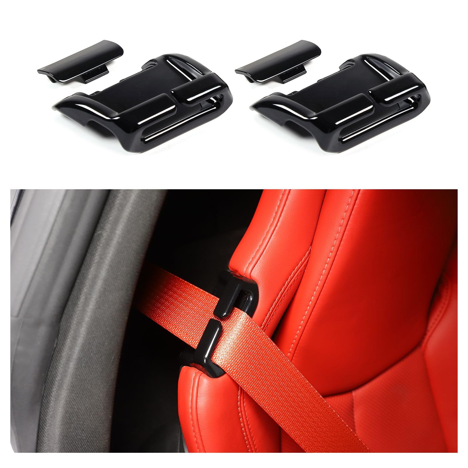 TOYCIDFG Seat Belt Guide Replacement for C8 Corvette Stingray Z06 2020-2025, Driver Passenger Side Headrest Pillow Seatbelt Loop Seat Belt Guide Holder Loop (Black)