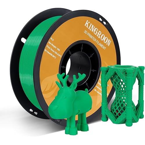 Kingroon PLA 3D Printer Filament, Dimensional Accuracy +/- 0.02 mm, 1 kg Spool(2.2lbs), 1.75 mm，Green