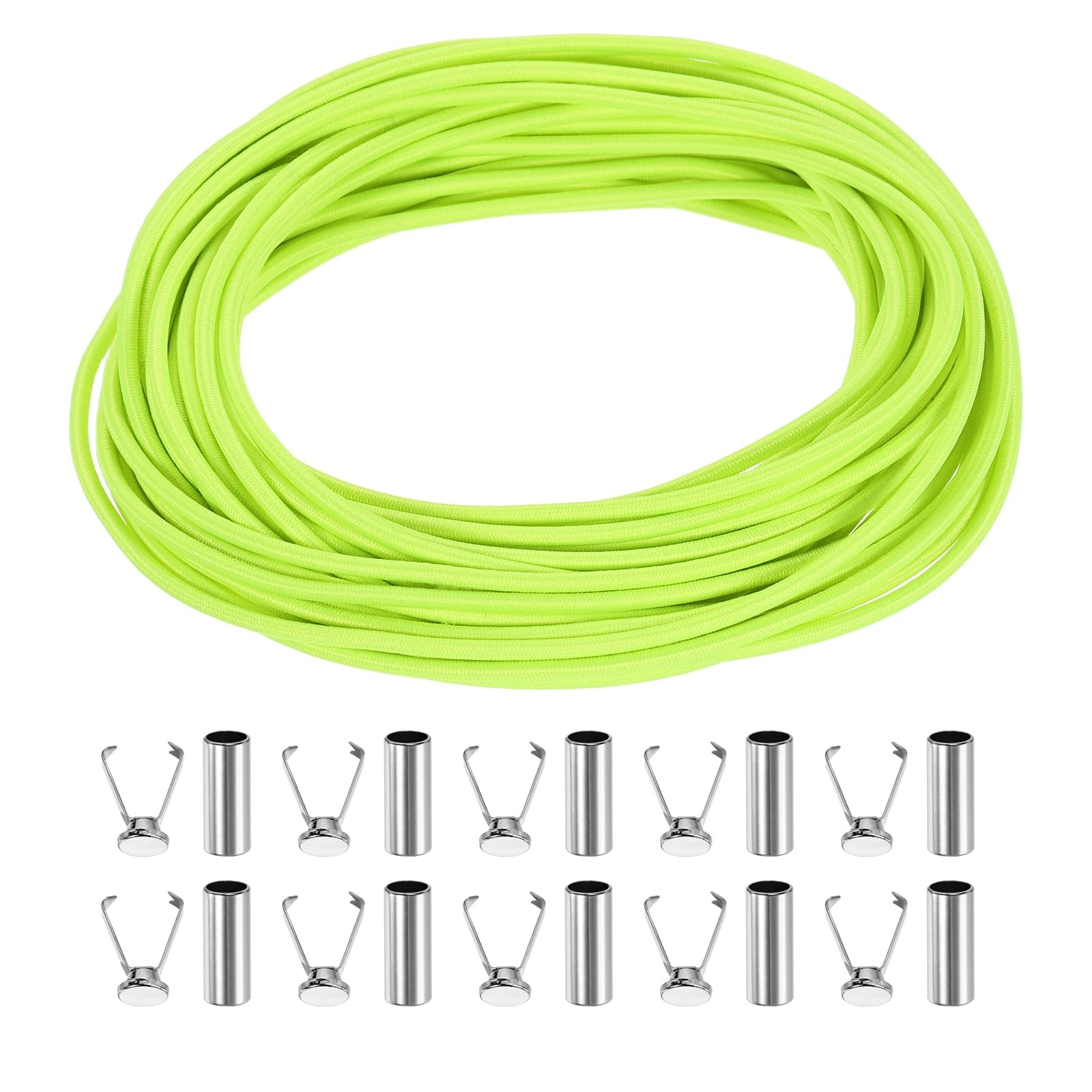 sourcing map Elastic Band Cord, 1/8 Inch x 98 ft Colored Round Elastic String with Cord End Caps, Polyester Stretch Beading Elastic Cord for Drawstring, Bracelet, Sewing, Notebook, Light Yellow