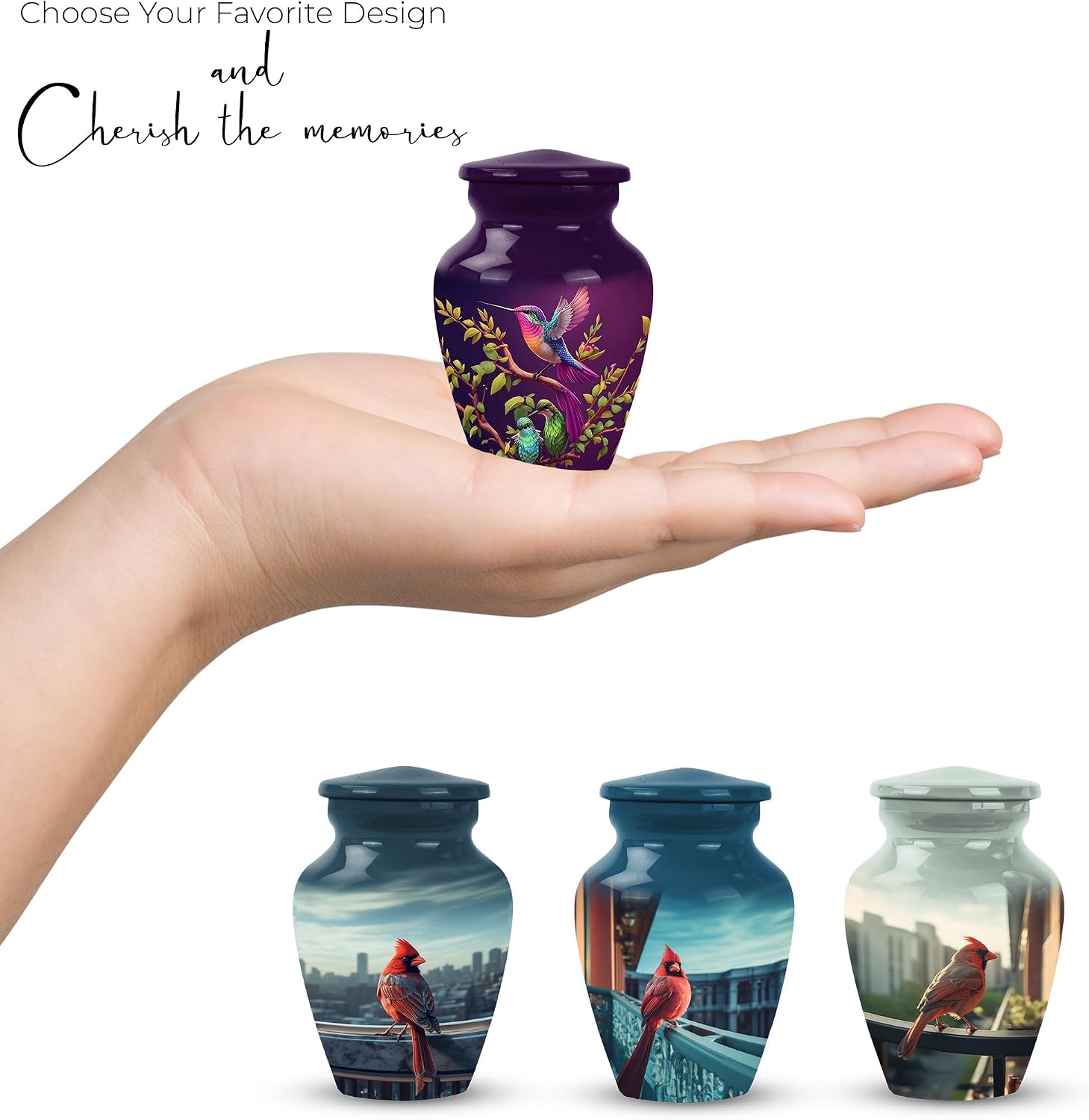 JAGASY Hummingbird Urn - Urns for Human Ashes Adult - Ash Keepsakes for Human Ashes - Hummingbird Urns for Human Ashes - Small Urn for Ashes - Mini Urns for Ashes - Funeral Urns (Size - 3inch, 4pcs)