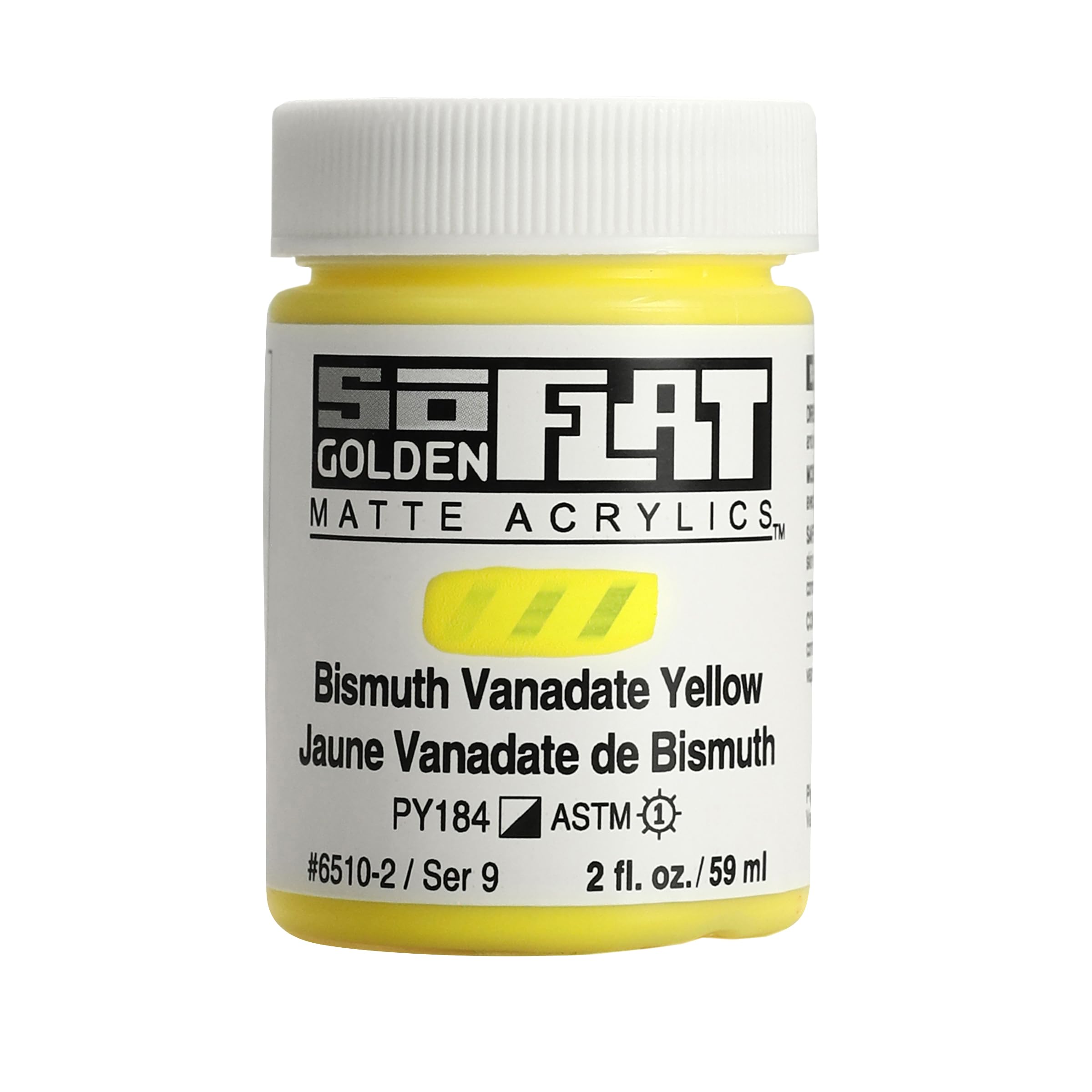 Golden SoFlat Matte Acrylic Paint, 2oz jar, Bismuth Vanadate Yellow (6510-​2)