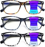 Vista 1 de CLASAGA Anteojos de lectura progresivos multienfoque para mujer, estampado de patrón de bloque de luz azul, elegantes lectores de computadora