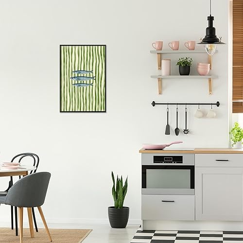 Miniatura 7 de Divertidos pósteres de lienzo de sardinas con diseño de peces a rayas verdes, arte de pared retro y moderno, impresiones estéticas de alimentos para