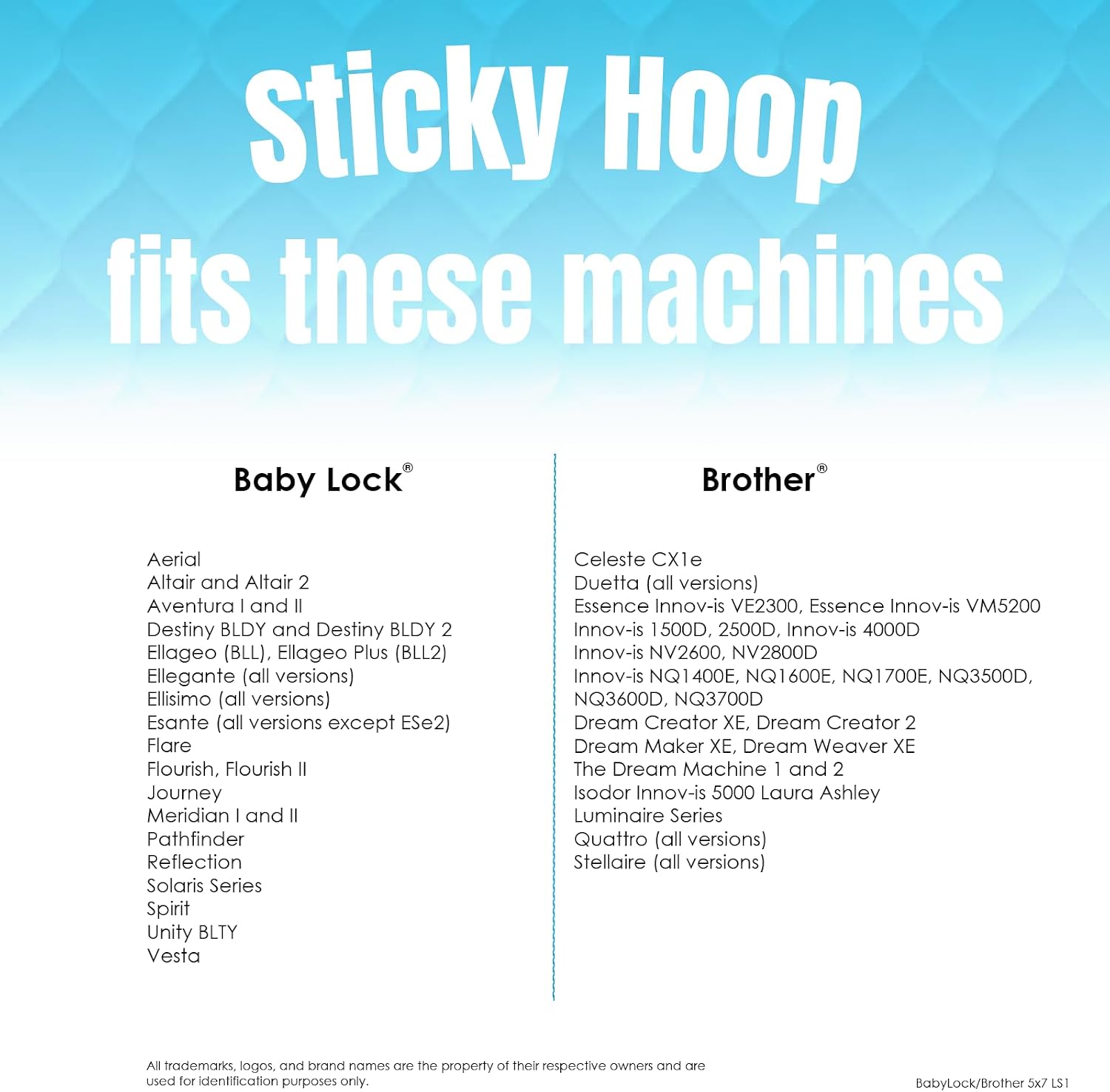 Sticky Hoop for Baby Lock/Brother (5" x 7") Embroidery Hoop for Machine Embroidery