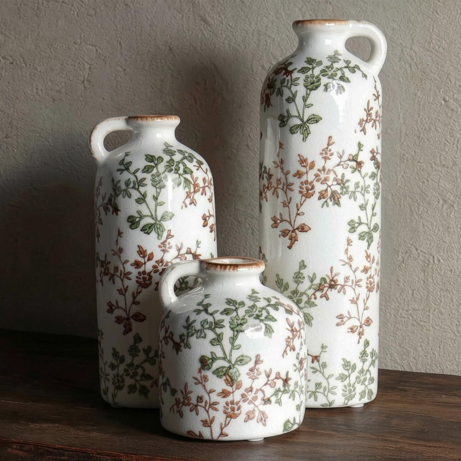 Amazon.com: 3-Piece Ceramic Jug Vase Set with Handles – Vintage