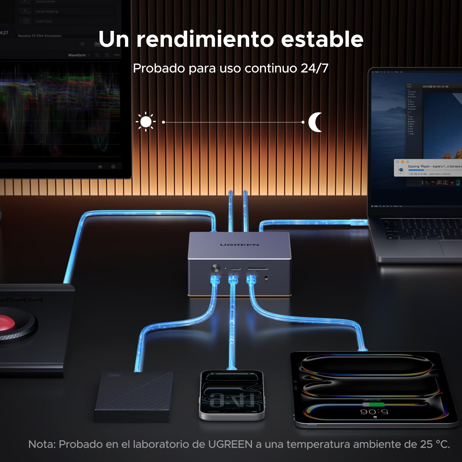UGREEN Maxidok Thunderbolt 5 Docking Station USB C Triple Pantalla | 17 en 1, 2 TBT5, 1 DP, 120Gbps, 3A3C, Ethernet 2.5GbE, SD/TF 4.0, Carcasa M.2 SSD, Carga PD 140W, DC 240W, 3 Audio 3.5mm