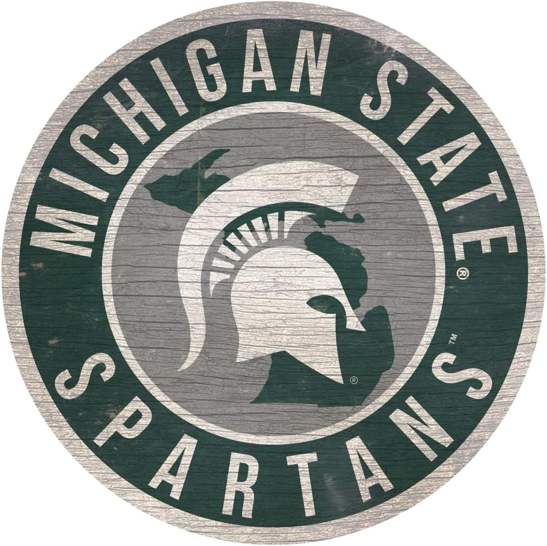 Fan Creations Michigan State Spartans Sign Wood 12 Inch Round State Design