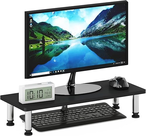 Furinno Turn-N-Tube Soporte elevador para monitor, americano, tubos de acero inoxidable