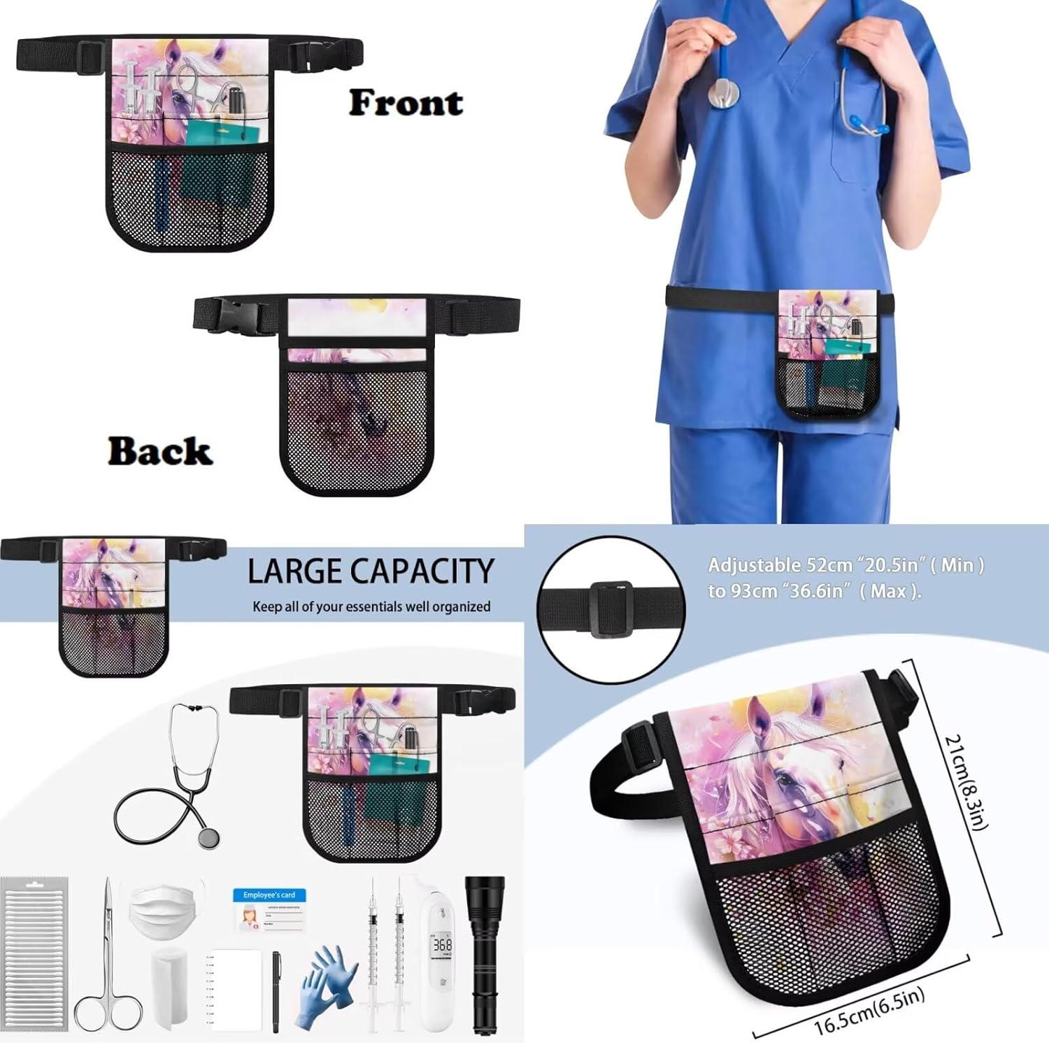 4pcs Stretchy Scrub Set For Women Tall & Petite 2-Pocket Top,Fanny Pack,Scrub Cap,And Nurses Pant S-5xl