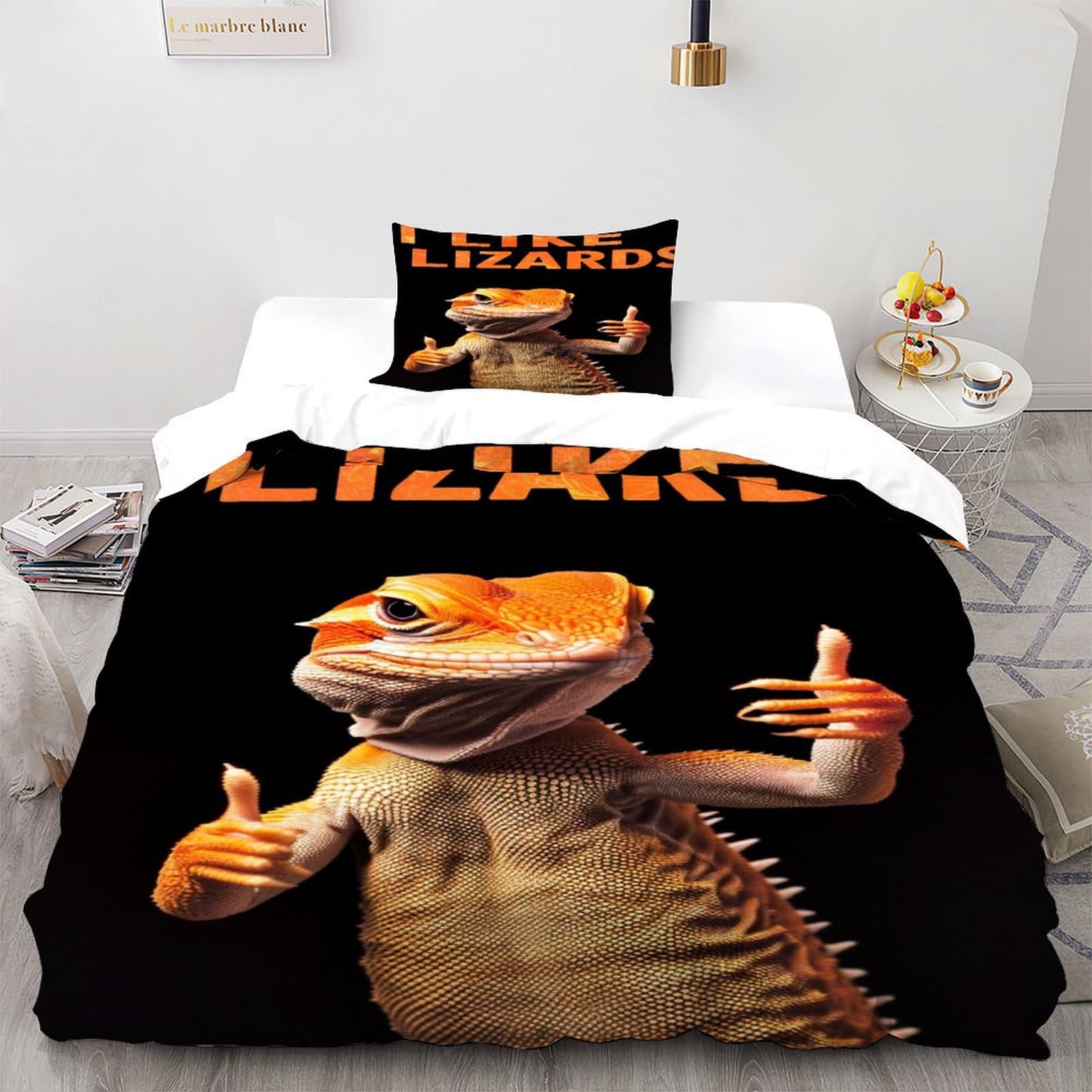 Parure de lit et housse de couette wild animals Chameleon en microfibre premium 135x200