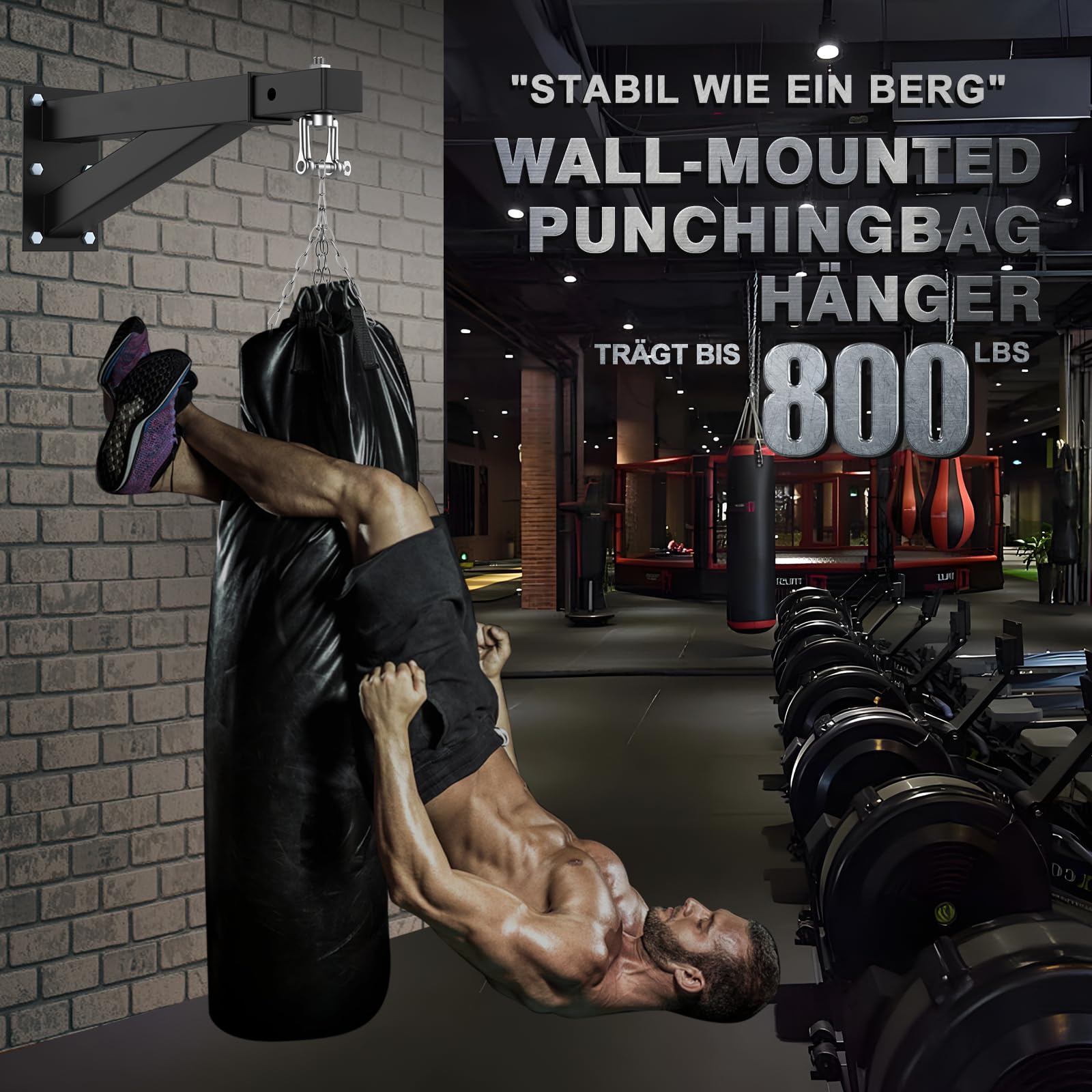 IMAYCC Sac de frappe mural robuste avec support réglable pour la maison ou la salle de gym, pour sac de punch, sac de Muay Thai, etc