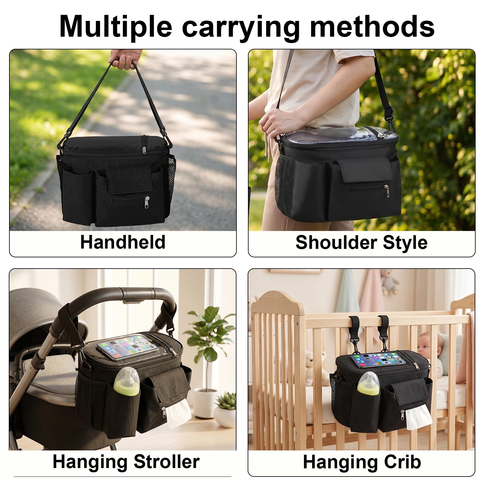 Baby Sac de Rangement pour Poussette,Organisateur de Poussette et Landau,Universel Bébé Poussette Sacs Organisateur,pour Téléphone et pour Bébé Accessoire