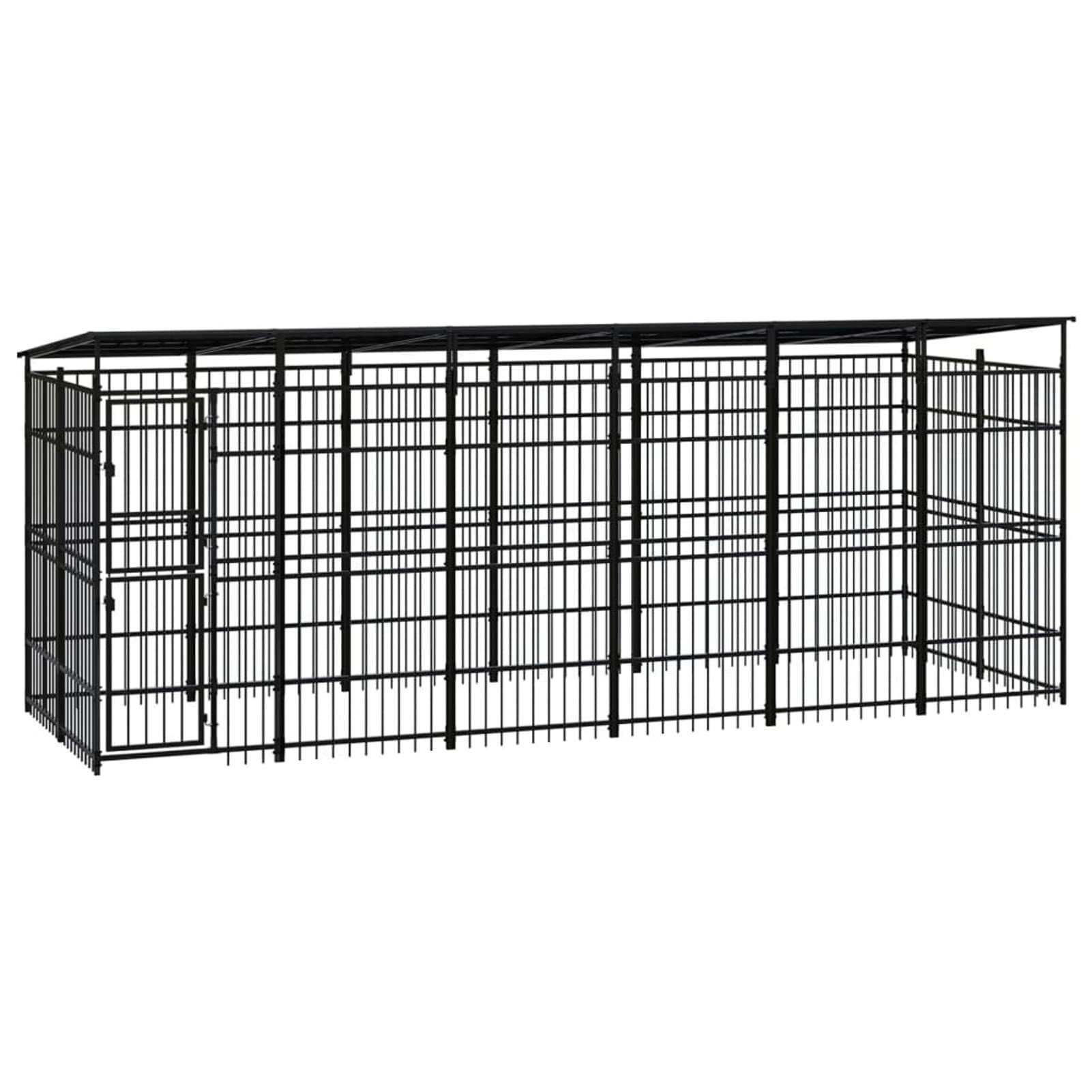 Perrera de Exterior con Techo de Acero 11,06 m², Somanki Parque para Perros, Valla Perros, Corralito para Perros, Parque para Perros Cachorros, Corral Perro, Vallado para Perros - 3097969