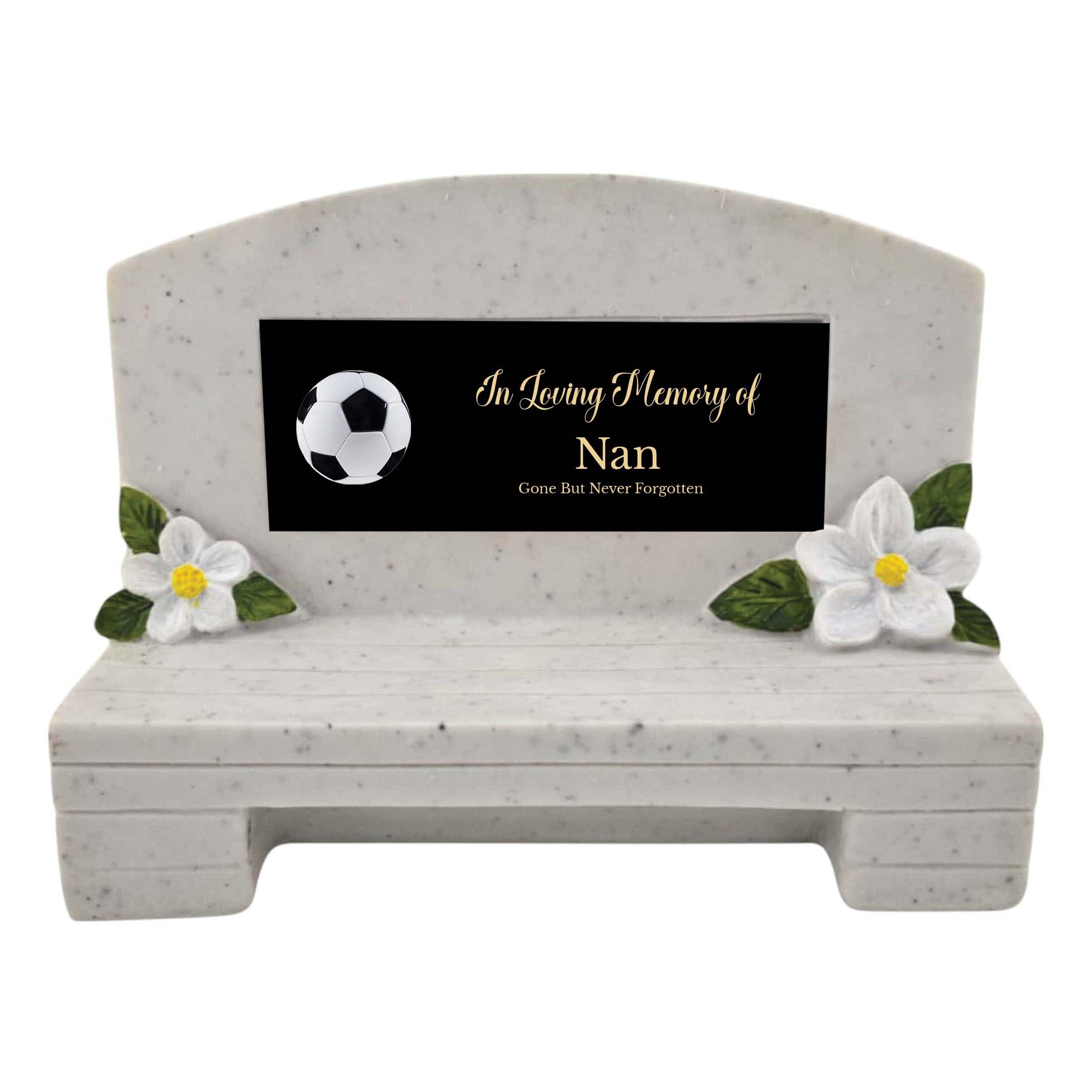 1stclassgifts In Loving Memory Of Memorial Bench With Plaque Grave Marker With Football Design Mum Dad & Lots More Black Plate (UV PRINTED) (Nan)