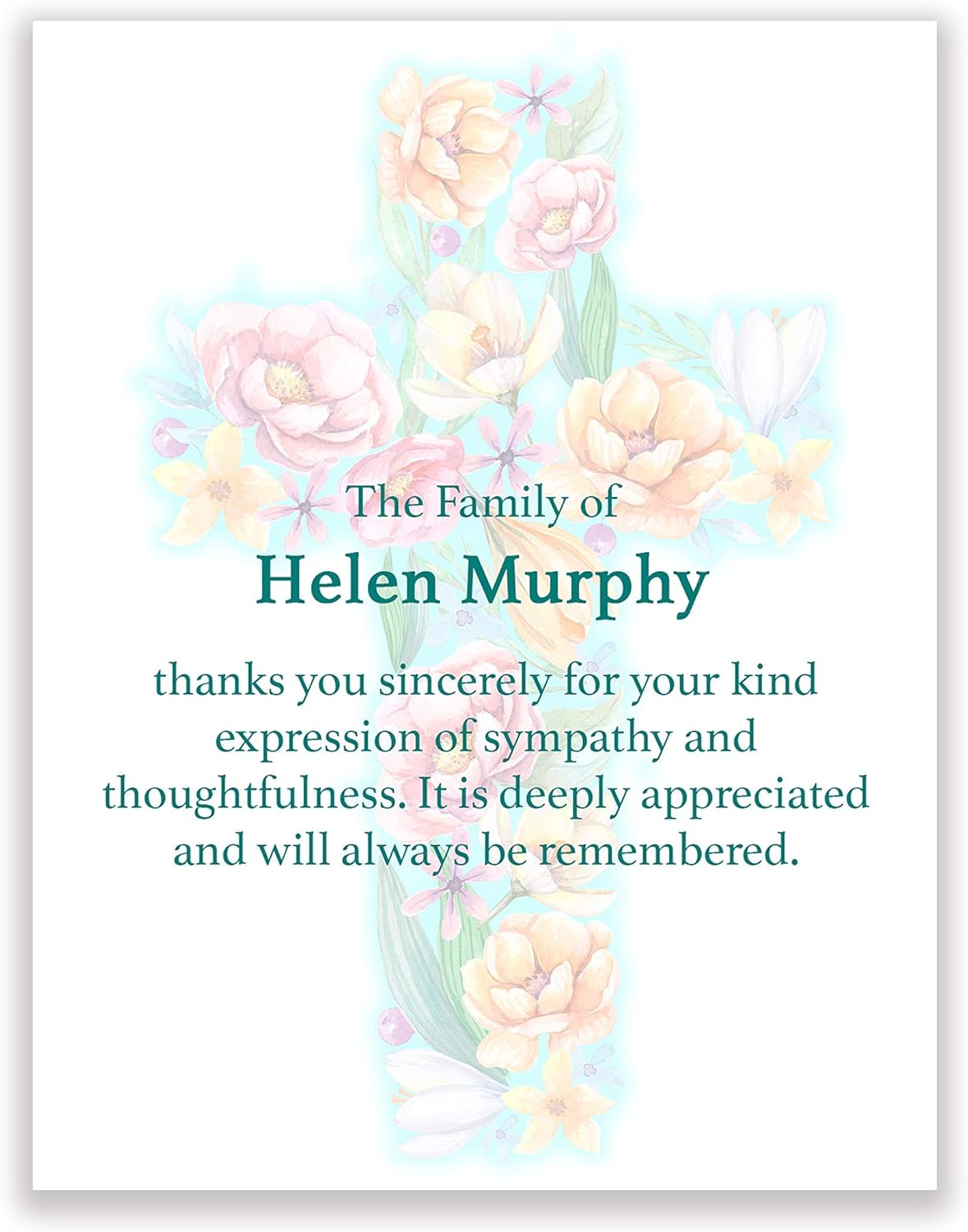Christian Funeral Thank You and Bereavement Notes - Sympathy Acknowledgement Cards Personalized