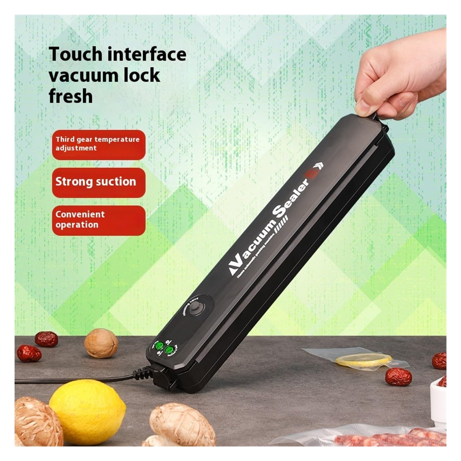 Máquina de sellado, Sellador de bolsas, sellador de envoltura, máquina de sellado al vacío, alimentos for el hogar, laminador automático pequeño, máquina de vacío, máquina de preservación de sellado