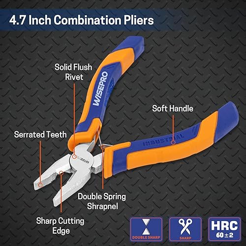 Miniatura 3 de Mini alicates combinados de 4.7 pulgadas, alicates Lineman, pequeñas herramientas multifuncionales con cortador lateral