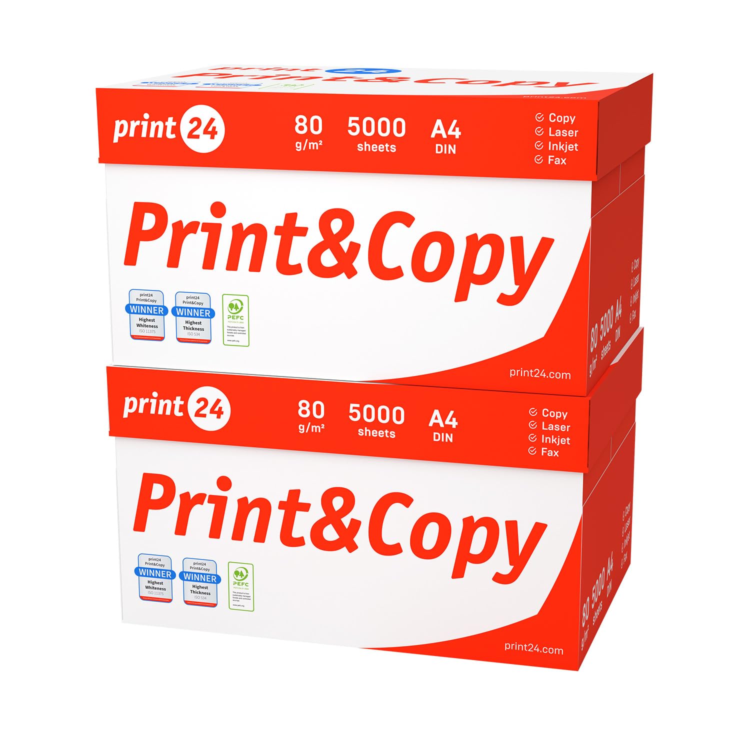 Druckerpapier Kopierpapier 10000 Blatt 20 x 500 A4 80g Premium Hochweiß CIE 160 PEFC zertifiziert