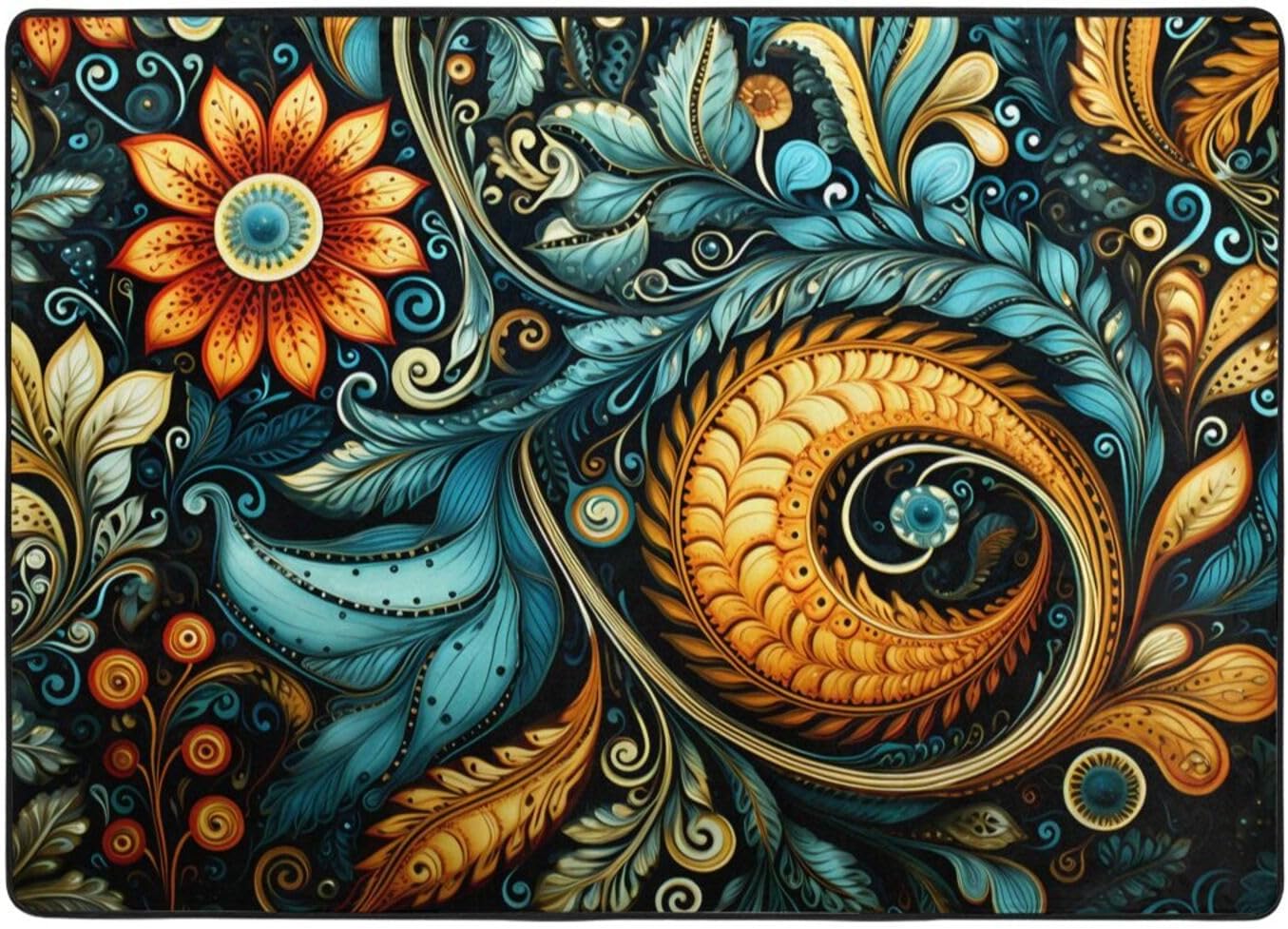 Distinctive Pattern Printed Floor mat 80x58 inches, Non-Slip Decorative Carpet for Bedroom and Living Room