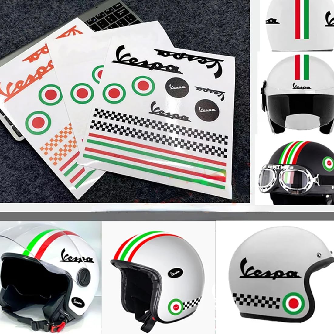 Adesivi Scooter Adesivi Casco Kit Vespa Rosso Strisce Italia
