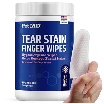 Pet MD Finger Wipes - Tear Stain Remover for Dogs & Cats - 50ct