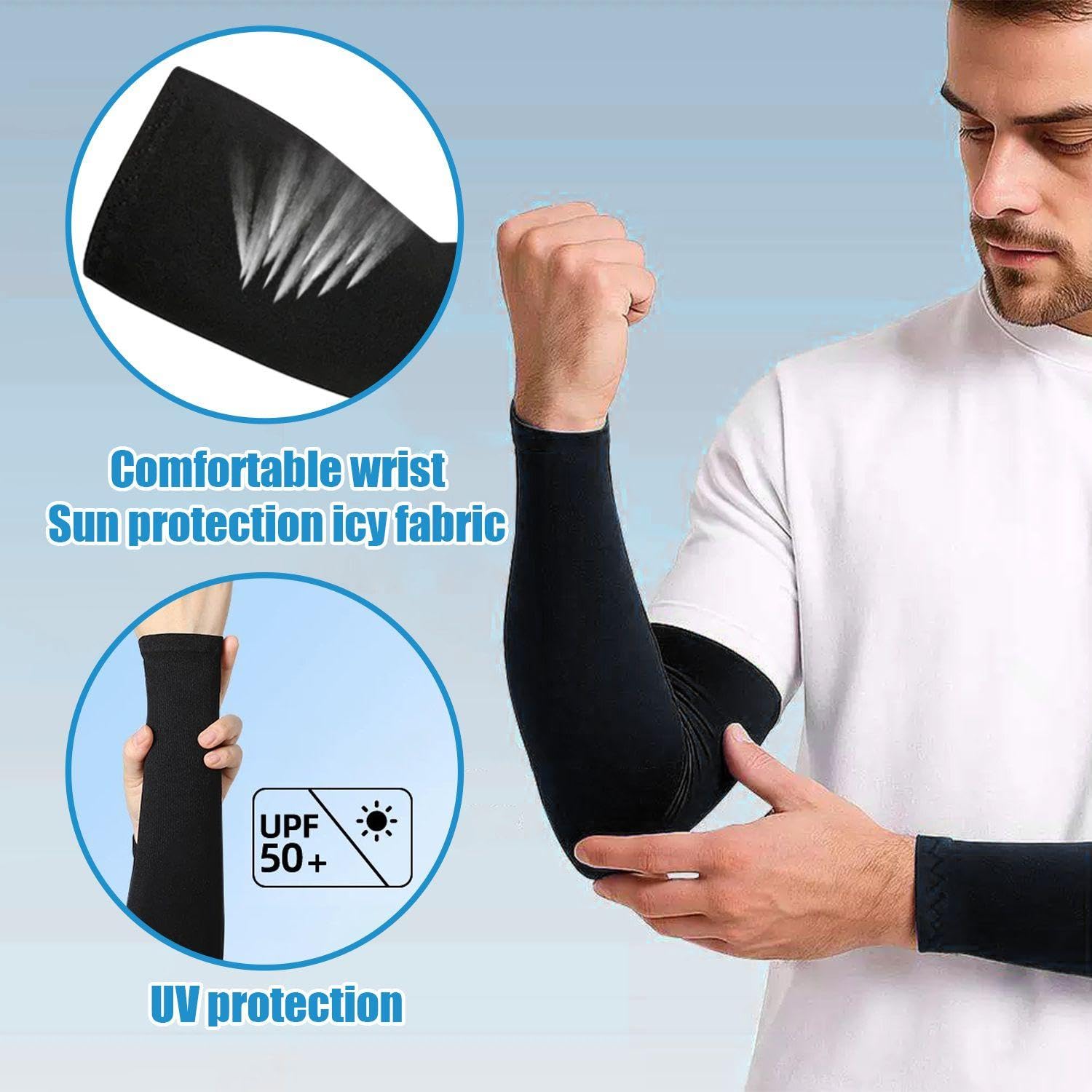 2 Paia di Maniche Protettive per Le Braccia Sportive E 1 Paio di Coprigambe in Seta Ghiacciata, vestibilità Elastica, Traspirante E Confortevole, Protezione Solare, Pallavolo E Altri Sport.