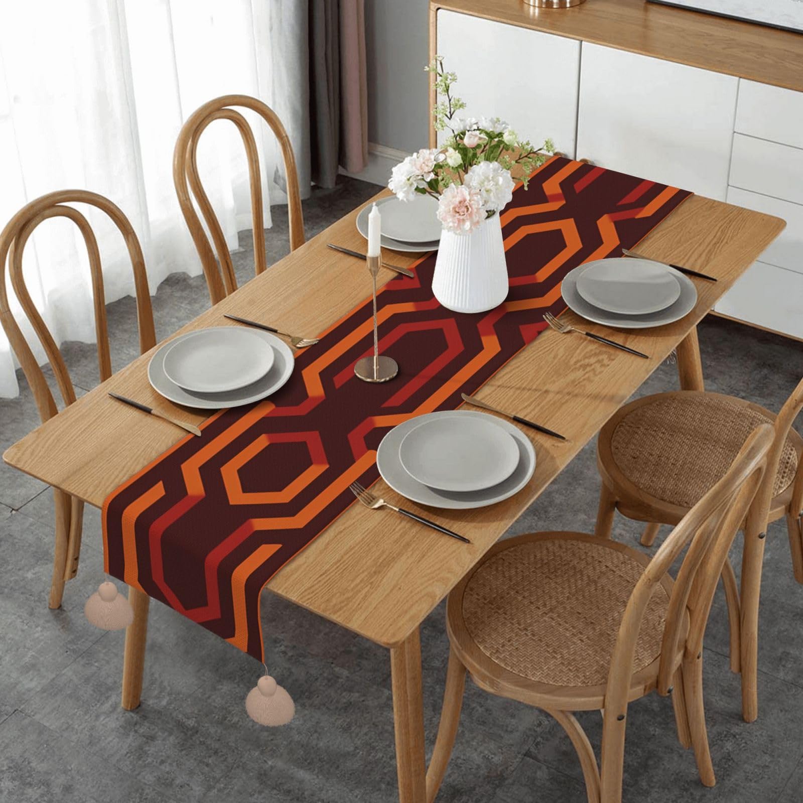 Chemin de table en lin brillant pour table basse et cuisine de Thanksgiving 35x40 cm