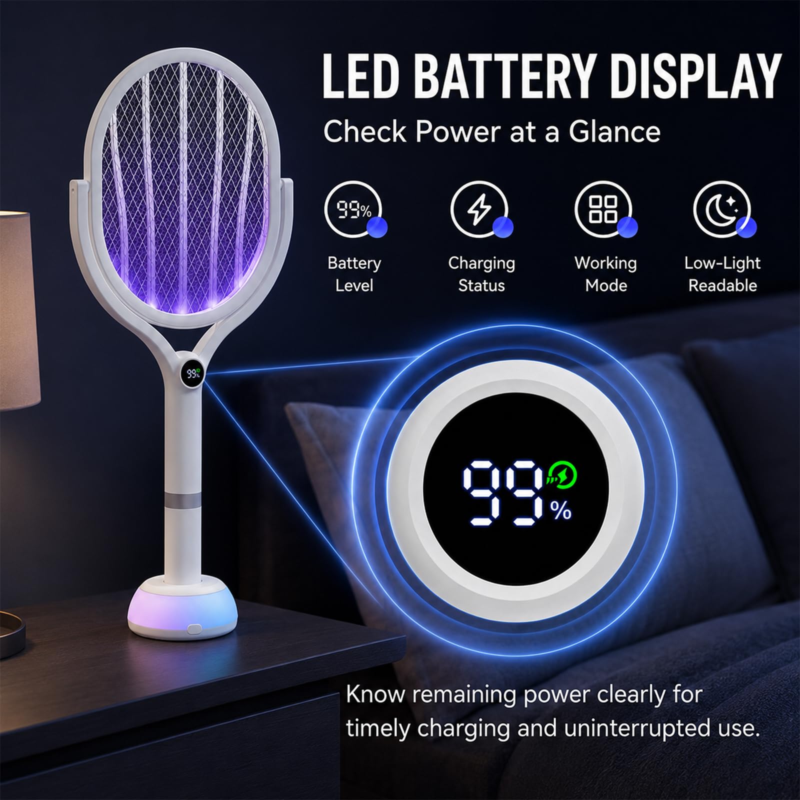 DANGZW Matamoscas eléctrico 5000 V mango telescópico para el hogar camping