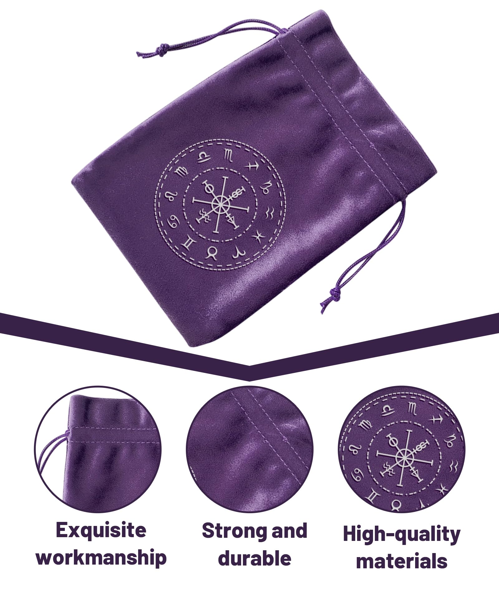 Tarot Accessories, Velvet Dice Bag for Tarot Deck Storage, Black and Purple Tarot Card Pouch with Drawstring, (13 * 18cm/5.11 * 7.08in) Gift Bag for Tarot Accessories 1