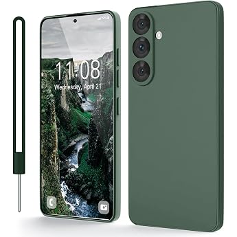 Andwing Silicone Mobile Phone Case for Samsung Galaxy S24 4G/5G with Soft Microfibre Lining and Camera Protection All-Round Protection Protective Case for Samsung Galaxy S24 Green Mobile phone case for Samsung S24 4G/5G with scratch-resistant microfibre lining camera protection all-round protection