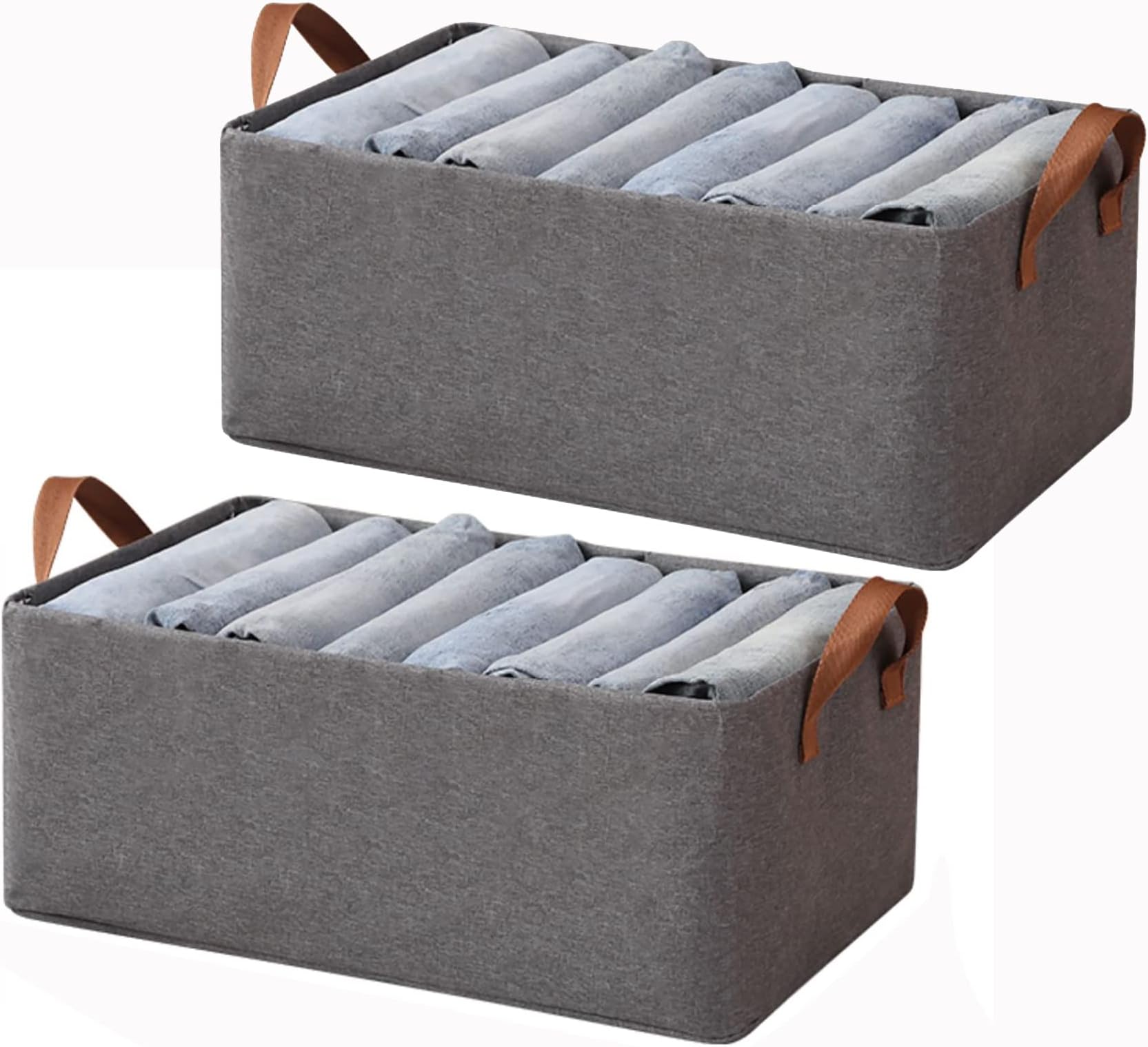 House of Quirk 1pcs Store Wardrobe Organizer For Clothes With Metal Fram Foldable Storage Box, Clothing Storage Boxes For Pants, Shirt, Sweaters, Jeans, Socks (Dark Grey)