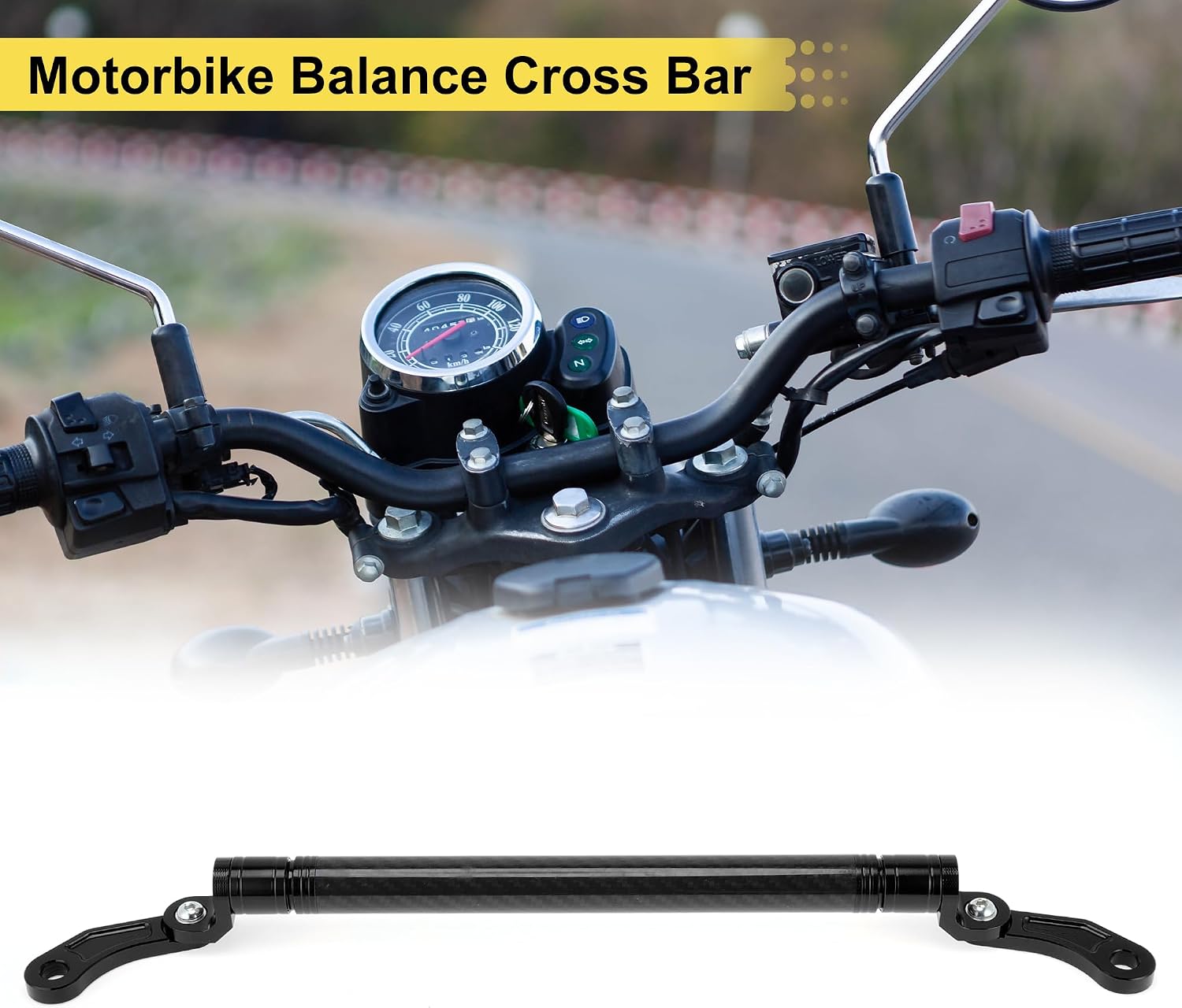 Motorcycle Balance Cross Bar Adjustable Motorbike Handlebars 10mm 0.39" Hole Diameter Black