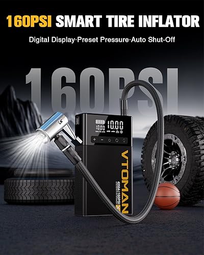 Miniatura 3 de VTOMAN Arrancador de salto X7 con compresor de aire, batería 4250A y 160PSI para arrancador de coche portátil (10L gasolina10L diesel) con inflador