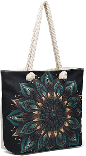 Miniatura 3 de Bolsas de mano con asa de cuerda, bolsa grande con asas de cuerda, lona resistente, reutilizable, bolsa de compras para comestibles, bolsa de playa