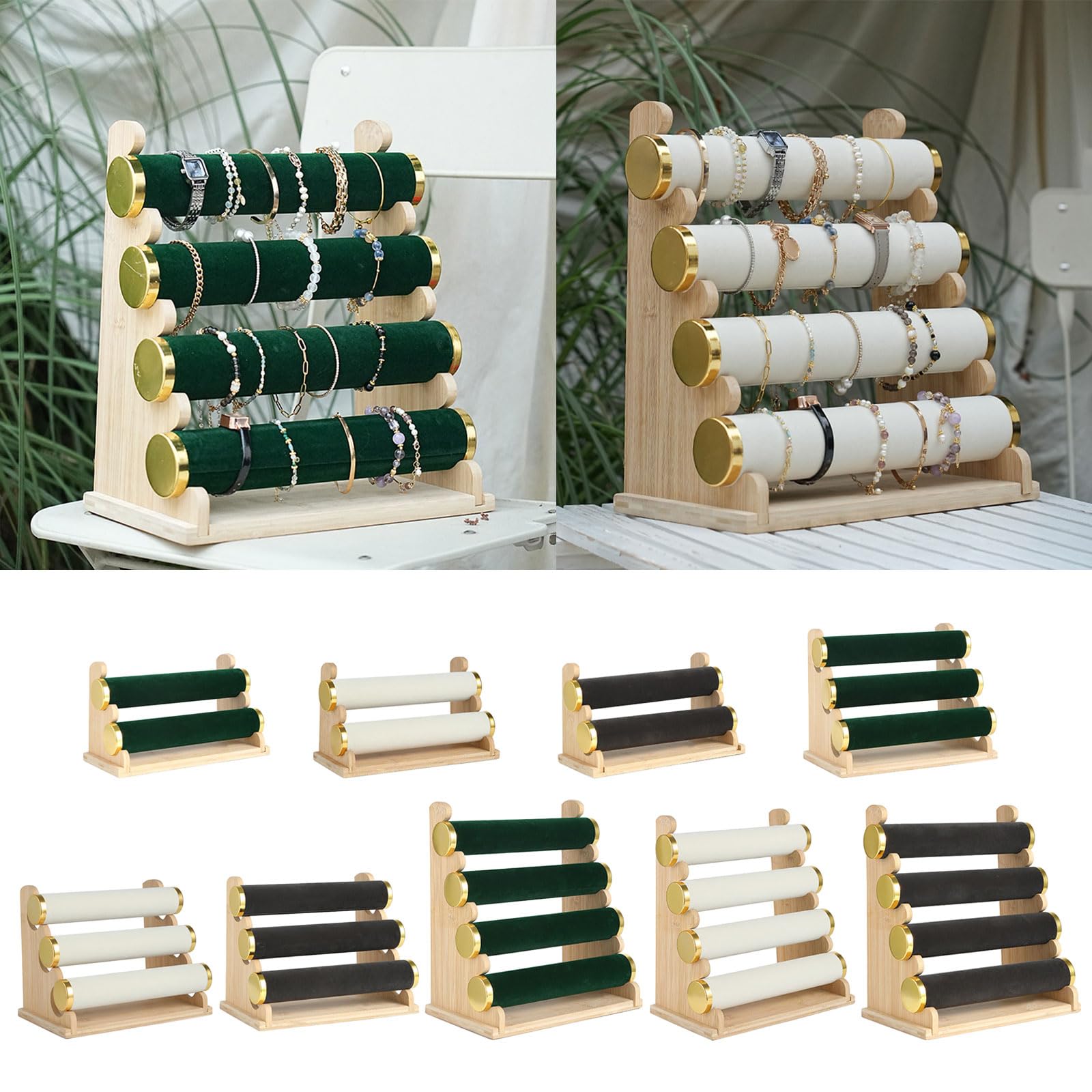 Présentoir pour bracelets et bracelets, support à bijoux en bois avec niveaux amovibles pour le magasin et la maison, solution de rangement organisée pour chaîne de poignet